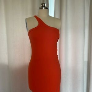 Body Hugging Orange Maxi Dress